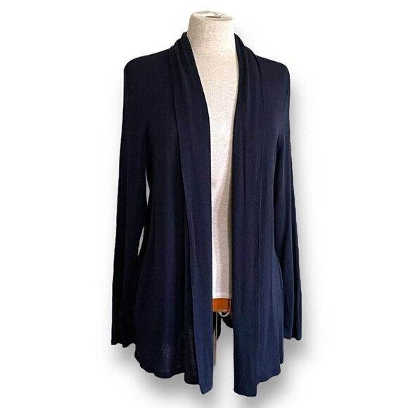 J Jill Womens Charcoal Gray Cardigan Sz L Open Front Drapy Lightweight Knit - Picture 4 of 6